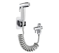 PXQCHAVLN Kit spruzzatore Bidet for WC spruzzatore palmare Bidet for WC-Controllo Pressione Acqua Regolabile 2M Tubo telescopico deviatore Acqua con Supporto for Balcone,Spazzolato(Chrome)