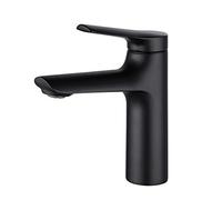 PXQCHAVLN Rubinetto del Bagno, Moderno Rubinetto del lavabo Caldo e Freddo a Un Foro, Rubinetto del lavandino della Nave Montato sul Ponte, Nero(Noir)