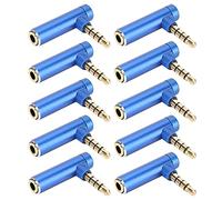 PxQuerantic 10 pezzi Adattatore a gomito 90° da maschio a femmina 3,5 mm, connettore jack audio per cuffie con spina placcata in oro, custodia in lega di alluminio, compatibile con telefoni, (Blu)