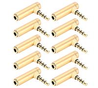 PxQuerantic 10 pezzi Adattatore a gomito 90° da maschio a femmina 3,5 mm, connettore jack audio per cuffie con spina placcata in oro, custodia in lega di alluminio, compatibile con telefoni, (Oro)