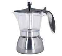 PxQuerantic 6 Cup Stovetop Coffee Maker, Pot with Clear ABS Top and Stainless Steel Body, Even Heat Distribution for Rich, Compact Design for Home Office Travel Use