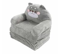 PxQuerantic Cartoon Animal Kids Folding Sofa, Foldable Baby Sofa with Soft Sponge Cushion, Portable Toddler Folding Couch for Reading Watching TV at Home or Outdoors, Grey (Piegatura in quarti)