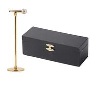 PxQuerantic Copper Gold Plated Microphone Model, Decorative Microphone Ornament with Adjustable Stand, Realistic Studio Mic Replica for Home Office Desk Decoration, Music Themed Gift (16-22 cm)