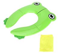 PxQuerantic Copriwater per bambini pieghevole, sedile per WC portatile per bambini piccoli, cuscino antiscivolo per viaggi, copriwater per bambini con motivo cartone animato con custodia, (Verde)