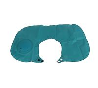 PxQuerantic Cuscino da viaggio gonfiabile, cuscino gonfiabile a forma di U per il collo, supporto ergonomico per il collo ad aria con morbido tessuto in seta al, cuscino da campeggio (Blu pavone)