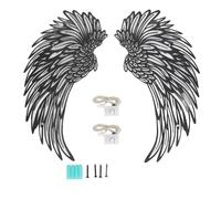 PxQuerantic Decorazione da parete con ali d’angelo in metallo e luce calda, scultura da parete a doppia faccia, arte da parete con ali d’angelo smerigliate e luci a LED integrate per casa,