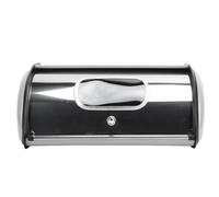 PxQuerantic Metal Bread Box with Mirror Finish and Transparent Window, Iron Bread Storage Holder Bin for Kitchen Countertop, Drum Shape Grey Bread Keeper