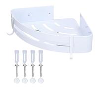 PxQuerantic Organizzatore per angolo doccia, cestino angolare per doccia, mensola triangolare per doccia con ganci, mensole angolari in lega di alluminio antiruggine per la conservazione in ba