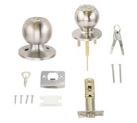PxQuerantic Pomello per porta con tastierino, serratura e chiave, serratura elettronica per porta d’ingresso, pomello digitale a codice a sfera per porte in legno da 35-55 mm, per (Argento)