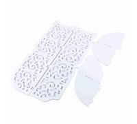 PxQuerantic Scaffale angolare a 4 livelli intagliato in legno bianco, vetrina per libri per la conservazione di cosmetici in bagno, scaffalatura triangolare ecologica in WPC con design barocco