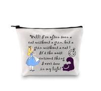 PXTIDY Beauty case con gatto dello Cheshire, Alice con scritta in inglese "I 've Often a Cat Without a Grin, trousse per il trucco con gatto sorridente, regalo per film Alice, Beige, Taglia unica,