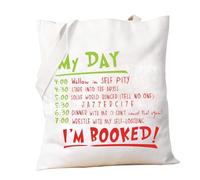 PXTIDY Borsa a secchiello per il giorno di Natale con scritta "My Day I'm Booked Christmas Schedule Time Shopping Bag Cartoon Movie Lover", Beige, Medium