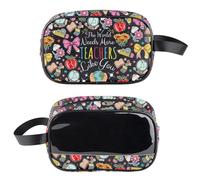 PXTIDY Borsa da toilette trasparente con scritta in lingua inglese "The World Needs Teachers Like You", regalo di fine anno, laurea, pensionamento, Nero , Beauty case