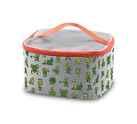 PXTIDY Borsa organizer per trucchi ispirata ai videogiochi, motivo insetti verdi, caccia al tesoro, regalo per amanti dei giochi horror, Grigio