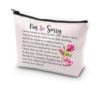 PXTIDY Borsa per trucchi con scritta "I'm So Sorry", regalo di scuse per fidanzata, piccola pochette per amici, regalo romantico con scritta "I'm sorry", Beige, borsa per il trucco