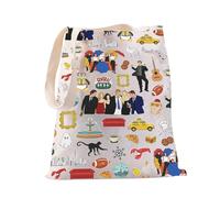 PXTIDY Borsa tote con personaggi della serie TV con amici, regali ispirati a Ross Chandler Monica Phoebe Joey, Beige, Medium