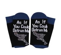 PXTIDY Calzini ispirati a Twilight As If You Could Outrun Me Gifts Vampire Lovers Gifts Bella Edward Role Fans Socks, Blu, Fits Shoe Size 4-15