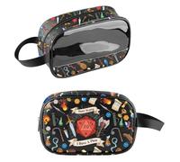 PXTIDY D Dice Geeky Clear Toiletry Bag Gamer Gifts Don't Worry I Have A Plan Cosmetic Organizer Bag Game Lover Regali, Nero , Beauty case trasparente