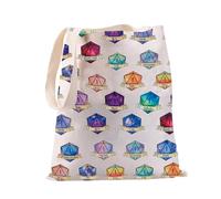 PXTIDY Dice DnD Tote Bag Giochi di Ruolo Regalo Gamer Dungeon Master Bag di Holding Shopping Bag DM Games RPG Gamer Gift, Beige, Medium