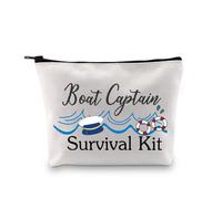 PXTIDY Divertente kit di sopravvivenza per capitano della barca, regalo per capitano della barca, borsa da toeletta da viaggio, borsa per il trucco, regalo per proprietari di barche, Beige, UN LATO