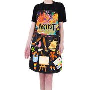 PXTIDY Grembiule per insegnante d'arte, regalo per gli amanti dell'arte, con tasche, per artisti, pittori, regali artistici, grembiule impermeabile, Nero , M