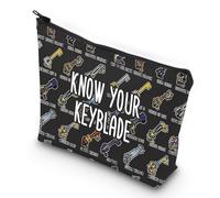 PXTIDY Kingdom Heart - Borsa per il trucco ispirata ai videogiochi Kingdom Heart Know Your Keyblade, in tela, idea regalo per amanti dei giochi, Nero , Taglia unica, Astuccio per trucchi