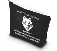 PXTIDY Matthias Helvar Six Crows Novel Makeup Bag Trickery is Not My Native Tongue, astuccio per cosmetici, stile gotico, Nero , borsa per il trucco