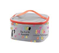 PXTIDY SLPA Gift SLPA The A is for Awesome Cosmetic Case Speech Language Patology Assistant Gift Speech Therapy Makeup Bag, Grigio