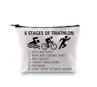 PXTIDY Triathlon Gifts Six Stage of Triathlon Tri Harder Triathlete Cosmetic Bag Swim Cycle Run Regalo per gli atleti di triathlon, Beige, Taglia unica
