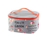 PXTIDY Trousse per cosmetici con scritta in lingua inglese "Mother of the Groom" Thank You for Raising The Man of My Dreams, idea regalo per la madre dello sposo, Grigio
