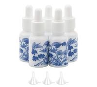 Pxyelec 5 flaconi contagocce da 15 ml (1/2 once) flaconi di profumo in ceramica flaconi vuoti contagocce contenitori barattoli per oli essenziali liquidi cosmetici, flaconi cadenti con 3 imbuti