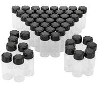 Pxyelec Confezione da 50, 10 ml di vetro trasparente, tappo a vite, flacone vuoto, campione nero, tappo in plastica