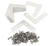 Pxyelec Staffa angolare a 4 fori per piastra angolare piatta a forma di L, per riparazione di riparazione e riparazione di giunzioni placcate, 60 mmx60 mm, confezione da 20