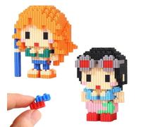 PYAIOVR 2 Pezzi One Piece Building Blocks Set, One Piece Nano Mattoncini, Bambini Educativo Giocattolo Blocks Anime Model Micro Blocks 3D Puzzle Mini Diy Blocchi Per Ragazzi Ragazze(B)