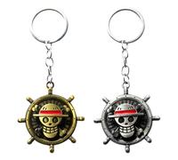 PYAIOVR 2 Pezzi Portachiavi One Piece, Girevole Anime Portachiavi In Metallo, Accessori Portachiavi Decorazioni Per Regalo Di Compleanno,One Piece Gadget(2Colores)