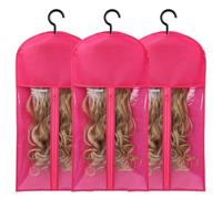 Pyanegn 3 Pezzi Porta-Estensioni per Parrucche, Portaparrucche Multiple, per Parrucche con Gancio per Riporre Le Estensioni Dei Capelli, Rosa Rosso