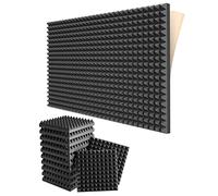 Pyanegn Set di 12 pannelli in schiuma insonorizzati autoaderenti, 2 x 12 x 12 pollici, pannelli acustici ad alta densità, schiuma acustica piramidale