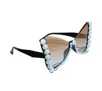 Pyasuye Occhiali da sole con perle farfalla con gatti per le donne moda elegante cornice perle per le donne accessori moda