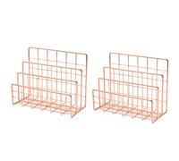 Pyatofly 2X Scaffale Da Ufficio Desktop Da Ufficio Nel Metallo Rosa Blocco Da Libro Un Tre Strati Scaffale Da Tavolo per Riviste