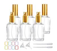 PYAWI Confezione da 6 bottiglie quadrate in vetro ambrato da 50 ml con pompa nera da 48,2 g vuote, piccole bottiglie per lozioni, creme e oli essenziali, contenitori da viaggio, Pompa Clear-Gold, 50ML