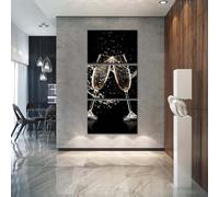 PYBILDCYJ 3 Pezzi Stampa su Tela Home Decor Moderno Bicchieri di champagne giallo-bruno Moderna di Arte della Parete Soggiorno Stampe Decorative - 50 x 75cm x3 Senza Cornice