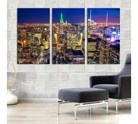 PYBILDCYJ Decorazione Murale Moderna Set da 3 Quadri XXL Paesaggio urbano sotto cielo blu Pittura Quadro Senza Cornice, per Soggiorno e Casa - 60 x 90cm x3