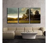 PYBILDCYJ Quadro su Tela Artistico Set da 3 Quadro trittico su Tela Bellissimo sorgere del sole nella fattoria Decorazione Moderna Incorniciata, Ideale come Regalo (50 x 75cm x3)