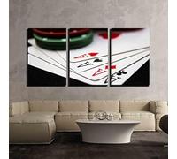 PYBILDCYJ Quadro su Tela Artistico Set da 3 Quadro trittico su Tela Carte sparse con gettoni da poker sopra Decorazione Moderna Incorniciata, Ideale come Regalo (50 x 75cm x3)
