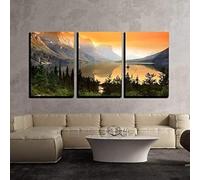 PYBILDCYJ Quadro su Tela Artistico Set da 3 Quadro trittico su Tela Isola Wild Goose sul lago Saint Mary Decorazione Moderna Incorniciata, Ideale come Regalo (50 x 75cm x3)