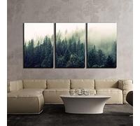 PYBILDCYJ Quadro su Tela Artistico Set da 3 Quadro trittico su Tela Paesaggio con alberi nella nebbia Decorazione Moderna Incorniciata, Ideale come Regalo (50 x 75cm x3)