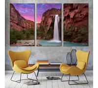 PYBILDCYJ Trittico Moderno su Tela Non Incorniciato Wall Art 3 Pezzi per Soggiorno Cascata del Grand Canyon con alberi verdi Set di 3 Stampe d'Arte per Parete, 50x75 cm ciascuno
