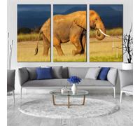 PYBILDCYJ Trittico Moderno su Tela Non Incorniciato Wall Art 3 Pezzi per Soggiorno Elefante africano arancione e grigio Set di 3 Stampe d'Arte per Parete, 50x75 cm ciascuno