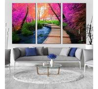 PYBILDCYJ Trittico Moderno su Tela Non Incorniciato Wall Art 3 Pezzi per Soggiorno Sentiero di legno in una foresta d'autunno colorata Set di 3 Stampe d'Arte per Parete, 50x75 cm ciascuno