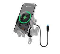 PYBYCEGNZK Supporto Manubrio Supporto Per Telefono Ammortizzante Caricabatterie Di Tipo C Regolabile Antifurto Staffa Navigazione A Sgancio Rapido Supporto Telefono Moto(Charging- Gray)